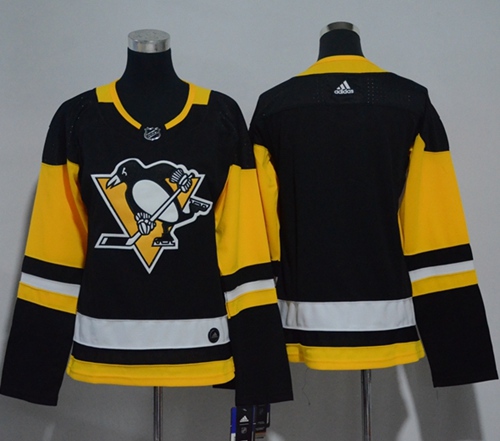 Adidas Penguins Blank Black Home Authentic Women's Stitched NHL Jersey