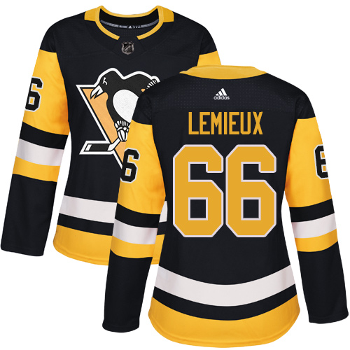 Adidas Penguins #66 Mario Lemieux Black Home Authentic Women's Stitched NHL Jersey