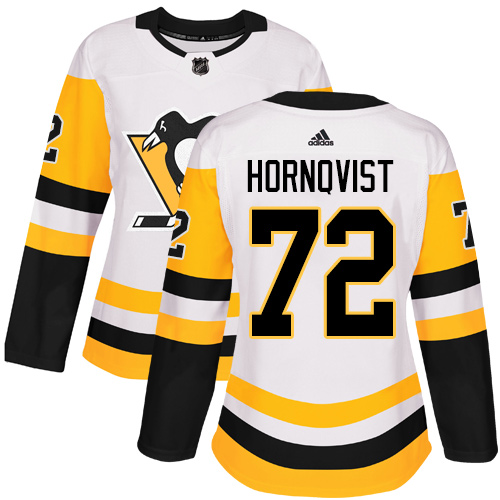 Adidas Penguins #72 Patric Hornqvist White Road Authentic Women's Stitched NHL Jersey