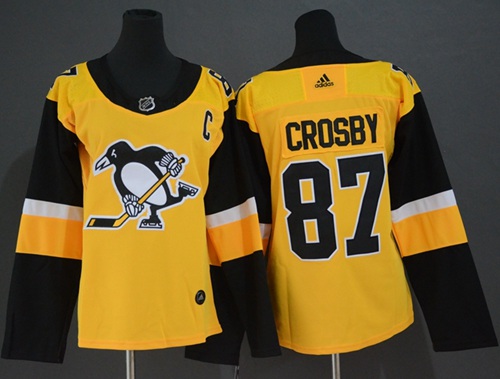 Adidas Penguins #87 Sidney Crosby Gold Alternate Authentic Women's Stitched NHL Jersey
