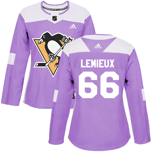 Adidas Penguins #66 Mario Lemieux Purple Authentic Fights Cancer Women's Stitched NHL Jersey