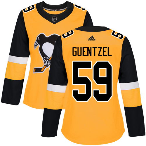 Adidas Penguins #59 Jake Guentzel Gold Alternate Authentic Women's Stitched NHL Jersey