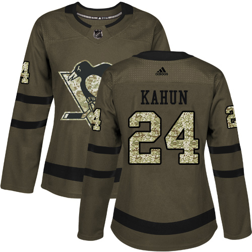 Adidas Penguins #24 Dominik Kahun Green Salute to Service Women's Stitched NHL Jersey