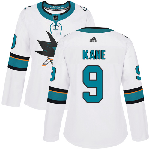 Adidas Sharks #9 Evander Kane White Road Authentic Women's Stitched NHL Jersey