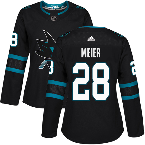 Adidas Sharks #28 Timo Meier Black Alternate Authentic Women's Stitched NHL Jersey