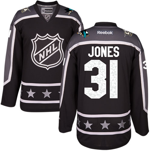 Sharks #31 Martin Jones Black 2017 All-Star Pacific Division Women's Stitched NHL Jersey