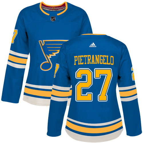 Adidas Blues #27 Alex Pietrangelo Blue Alternate Authentic Women's Stitched NHL Jersey