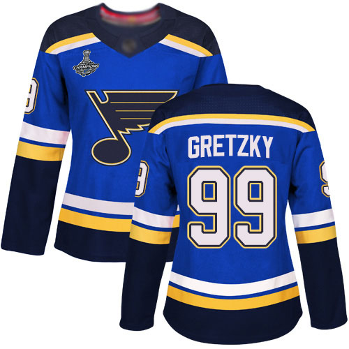 Adidas Blues #99 Wayne Gretzky Blue Home Authentic Stanley Cup Champions Women's Stitched NHL Jersey