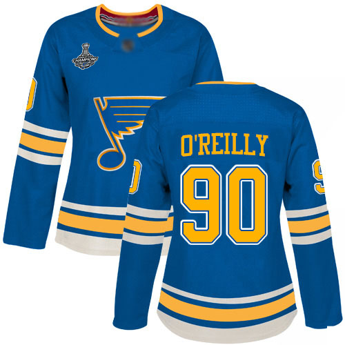 Adidas Blues #90 Ryan O'Reilly Blue Alternate Authentic Stanley Cup Champions Women's Stitched NHL Jersey