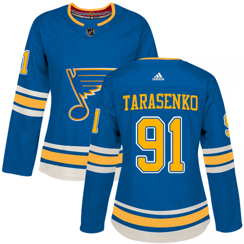 Adidas Blues #91 Vladimir Tarasenko Blue Alternate Authentic Women's Stitched NHL Jersey