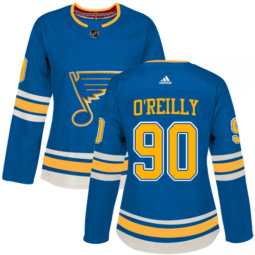 Adidas Blues #90 Ryan O'Reilly Blue Alternate Authentic Women's Stitched NHL Jersey