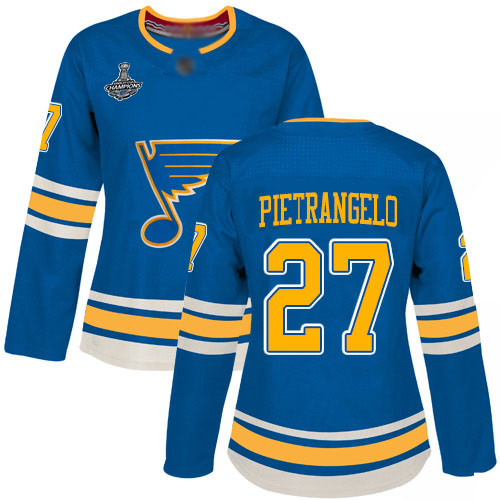 Adidas Blues #27 Alex Pietrangelo Blue Alternate Authentic Stanley Cup Champions Women's Stitched NHL Jersey