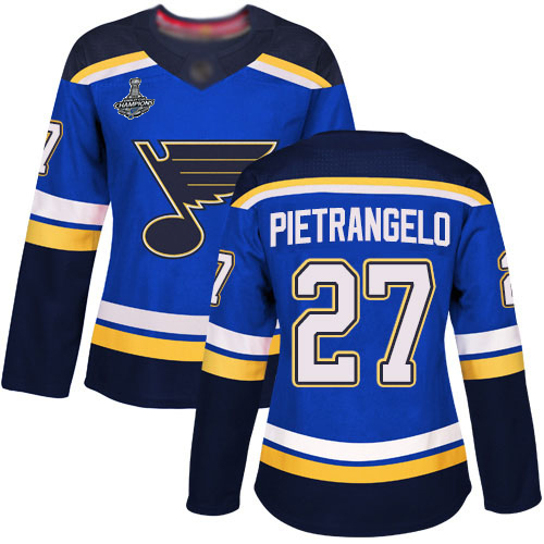 Adidas Blues #27 Alex Pietrangelo Blue Home Authentic Stanley Cup Champions Women's Stitched NHL Jersey