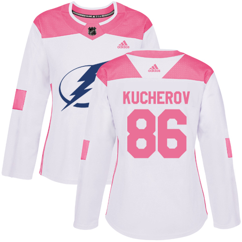 Adidas Lightning #86 Nikita Kucherov White/Pink Authentic Fashion Women's Stitched NHL Jersey