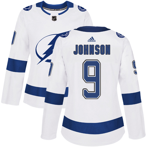 Adidas Lightning #9 Tyler Johnson White Road Authentic Women's Stitched NHL Jersey