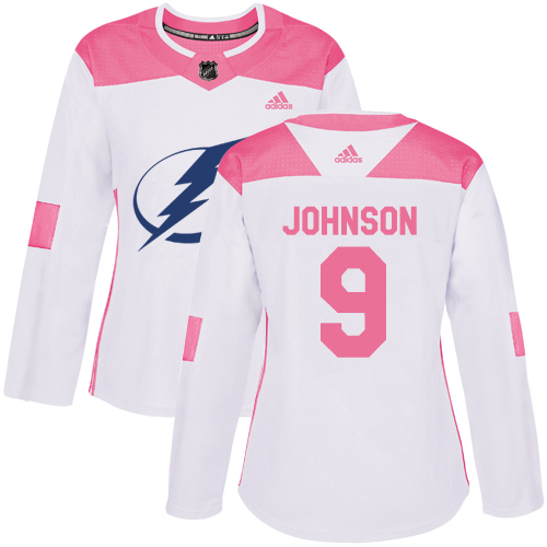 Adidas Lightning #9 Tyler Johnson White/Pink Authentic Fashion Women's Stitched NHL Jersey