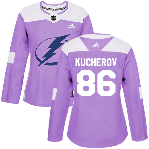 Adidas Lightning #86 Nikita Kucherov Purple Authentic Fights Cancer Women's Stitched NHL Jersey