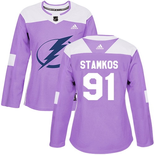 Adidas Lightning #91 Steven Stamkos Purple Authentic Fights Cancer Women's Stitched NHL Jersey