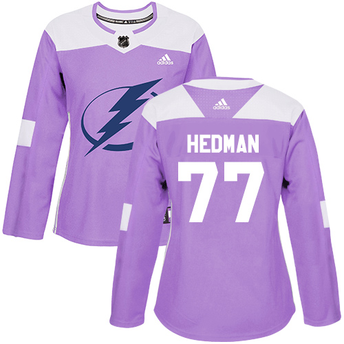 Adidas Lightning #77 Victor Hedman Purple Authentic Fights Cancer Women's Stitched NHL Jersey