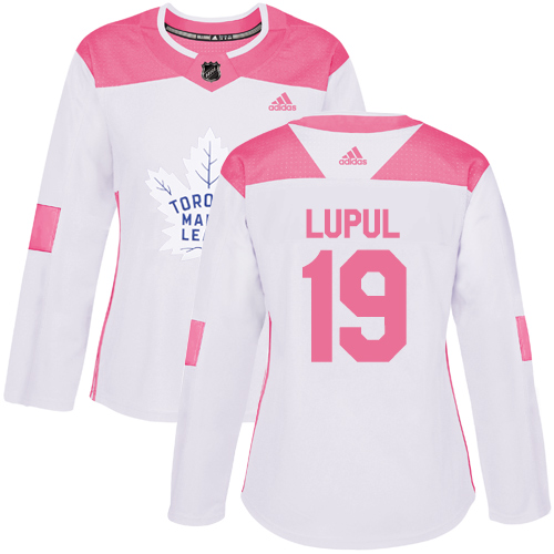 Adidas Maple Leafs #19 Joffrey Lupul White/Pink Authentic Fashion Women's Stitched NHL Jersey