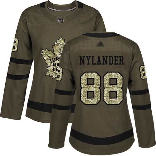 Adidas Maple Leafs #88 William Nylander Green Salute to Service Women's Stitched NHL Jersey