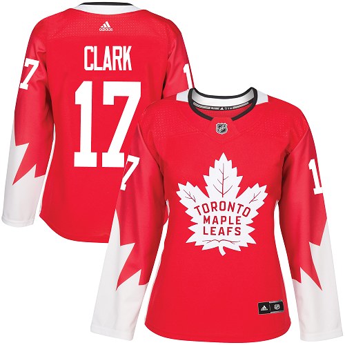 Adidas Maple Leafs #17 Wendel Clark Red Team Canada Authentic Women's Stitched NHL Jersey