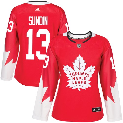 Adidas Maple Leafs #13 Mats Sundin Red Team Canada Authentic Women's Stitched NHL Jersey