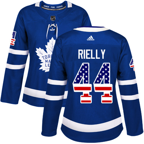 Adidas Maple Leafs #44 Morgan Rielly Blue Home Authentic USA Flag Women's Stitched NHL Jersey