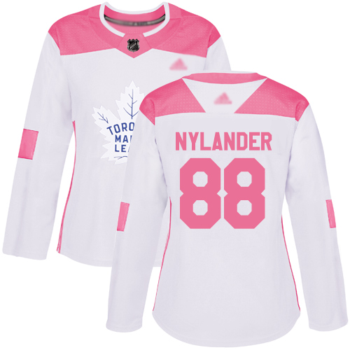 Adidas Maple Leafs #88 William Nylander White/Pink Authentic Fashion Women's Stitched NHL Jersey