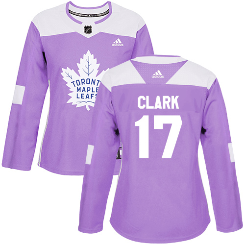Adidas Maple Leafs #17 Wendel Clark Purple Authentic Fights Cancer Women's Stitched NHL Jersey
