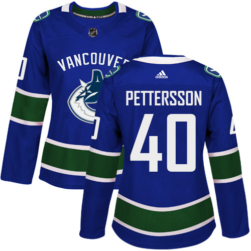 Adidas Canucks #40 Elias Pettersson Blue Home Authentic Women's Stitched NHL Jersey