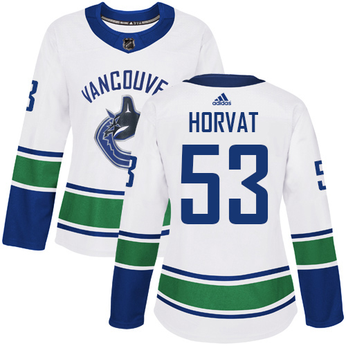 Adidas Canucks #53 Bo Horvat White Road Authentic Women's Stitched NHL Jersey