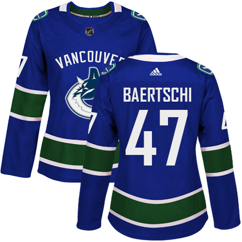 Adidas Canucks #47 Sven Baertschi Blue Home Authentic Women's Stitched NHL Jersey