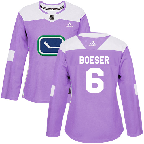 Adidas Canucks #6 Brock Boeser Purple Authentic Fights Cancer Women's Stitched NHL Jersey