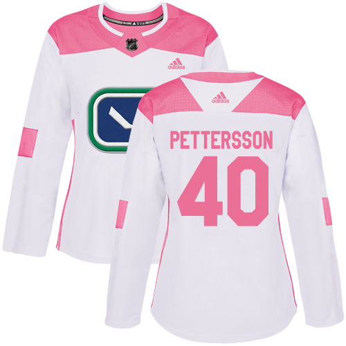 Adidas Canucks #40 Elias Pettersson White/Pink Authentic Fashion Women's Stitched NHL Jersey