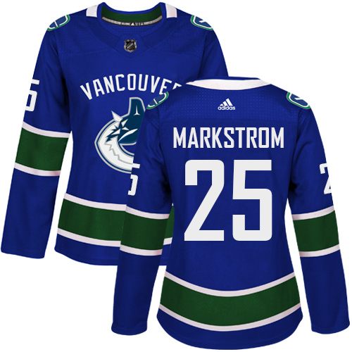 Adidas Canucks #25 Jacob Markstrom Blue Home Authentic Women's Stitched NHL Jersey