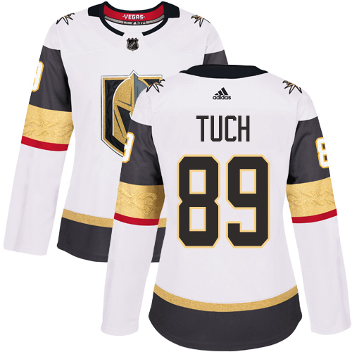 Adidas Golden Knights #89 Alex Tuch White Road Authentic Women's Stitched NHL Jersey