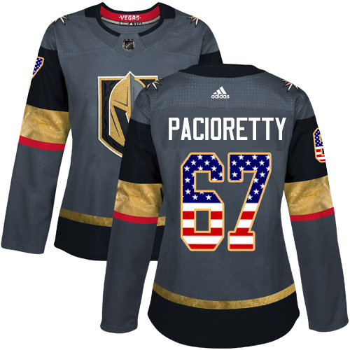 Adidas Golden Knights #67 Max Pacioretty Grey Home Authentic USA Flag Women's Stitched NHL Jersey