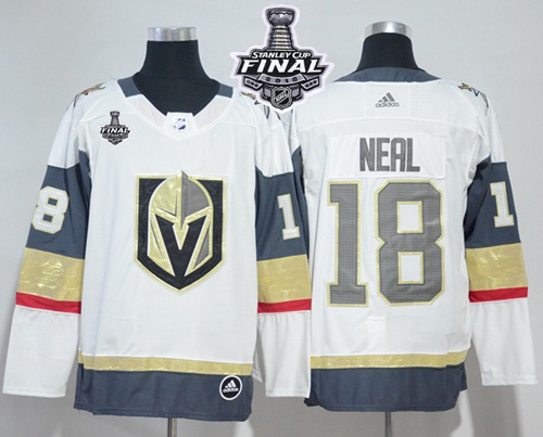 Adidas Golden Knights #18 James Neal White Road Authentic 2018 Stanley Cup Final Women's Stitched NHL Jersey