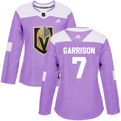 Adidas Golden Knights #7 Jason Garrison Purple Authentic Fights Cancer Women's Stitched NHL Jersey