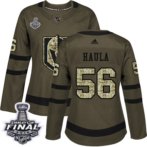 Adidas Golden Knights #56 Erik Haula Green Salute to Service 2018 Stanley Cup Final Women's Stitched NHL Jersey