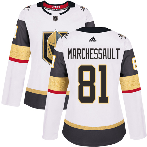 Adidas Golden Knights #81 Jonathan Marchessault White Road Authentic Women's Stitched NHL Jersey