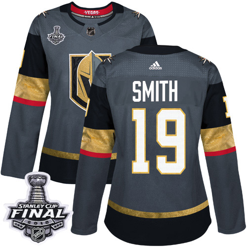 Adidas Golden Knights #19 Reilly Smith Grey Home Authentic 2018 Stanley Cup Final Women's Stitched NHL Jersey