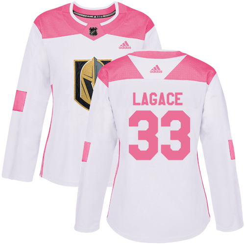 Adidas Golden Knights #33 Maxime Lagace White/Pink Authentic Fashion Women's Stitched NHL Jersey