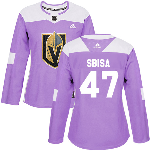 Adidas Golden Knights #47 Luca Sbisa Purple Authentic Fights Cancer Women's Stitched NHL Jersey