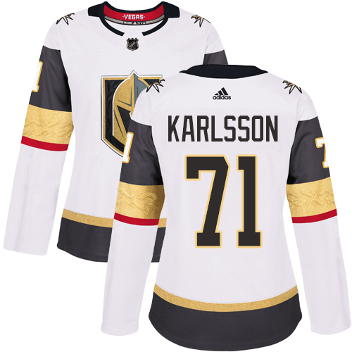 Adidas Golden Knights #71 William Karlsson White Road Authentic Women's Stitched NHL Jersey