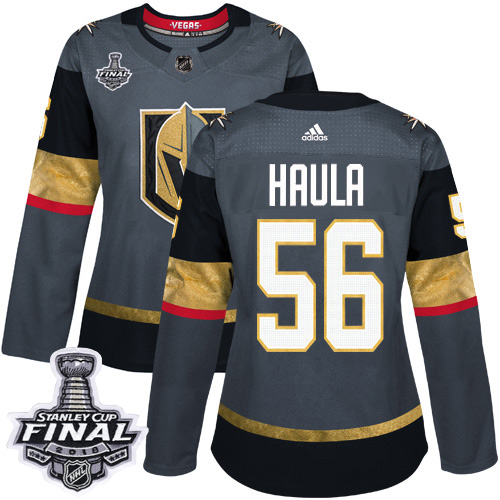 Adidas Golden Knights #56 Erik Haula Grey Home Authentic 2018 Stanley Cup Final Women's Stitched NHL Jersey