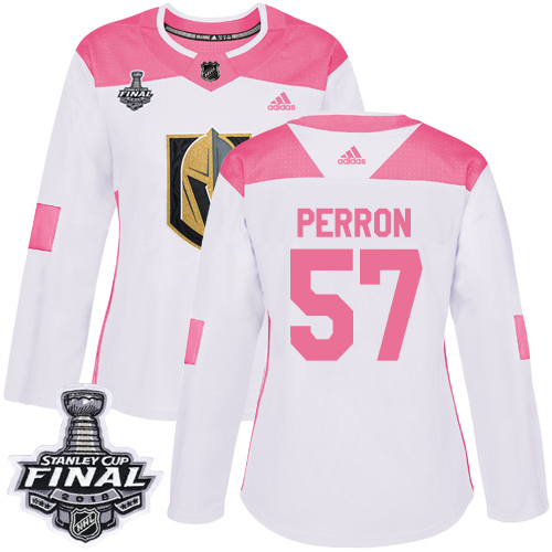 Adidas Golden Knights #57 David Perron White/Pink Authentic Fashion 2018 Stanley Cup Final Women's Stitched NHL Jersey