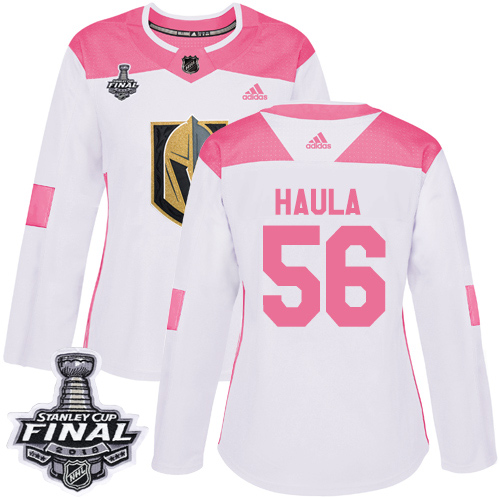 Adidas Golden Knights #56 Erik Haula White/Pink Authentic Fashion 2018 Stanley Cup Final Women's Stitched NHL Jersey