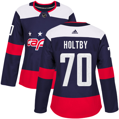 Adidas Capitals #70 Braden Holtby Navy Authentic 2018 Stadium Series Women's Stitched NHL Jersey